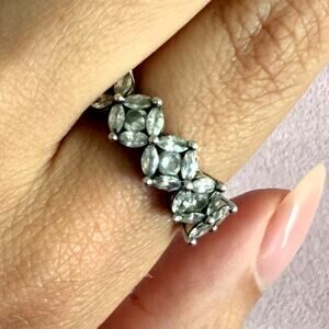 sterling silver marquise & round-cut cz ring size 7